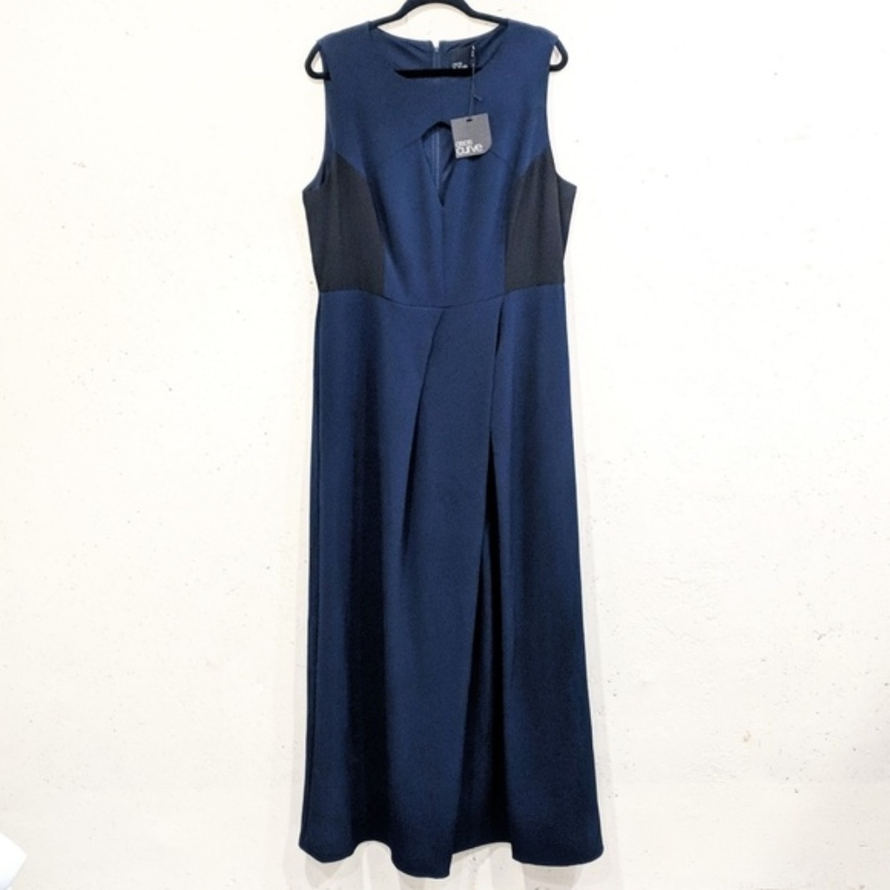 NWT Asos Curve blue black formal maxi dress plus
